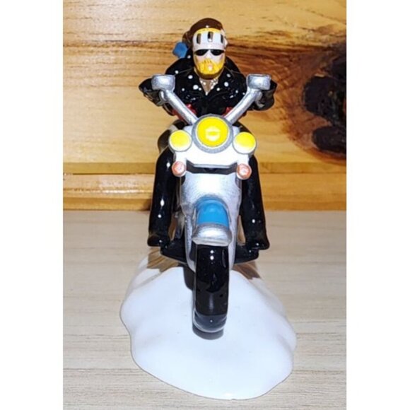 Dept 56 Two for the Road Harley Davidson Motorcycle 54939 Snow Village Blue - Picture 2 of 13